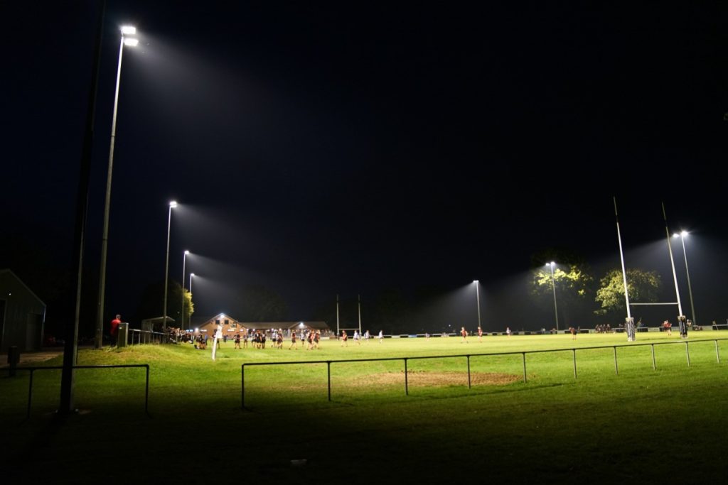 Football floodlights for dark skies