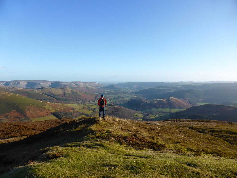 walker on Moel Morfydd